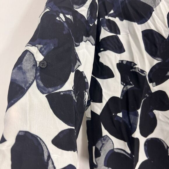 Akris Punto Mulberry Silk Top Size 4 Floral Roll Tab Sleeve Boat Neck Abstract - Picture 3 of 9